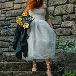 White chiffon midi Dress